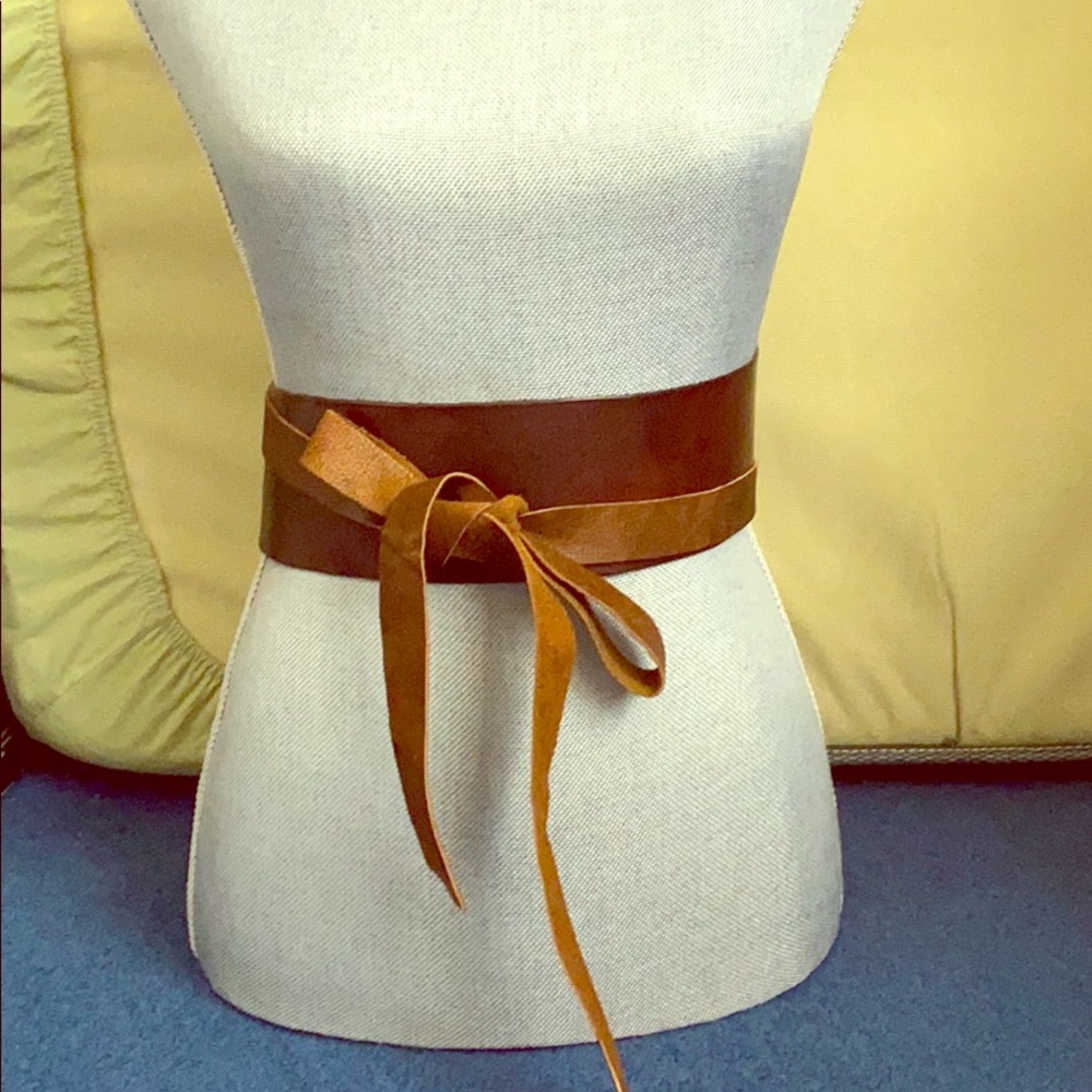 Genuine leather obi belt